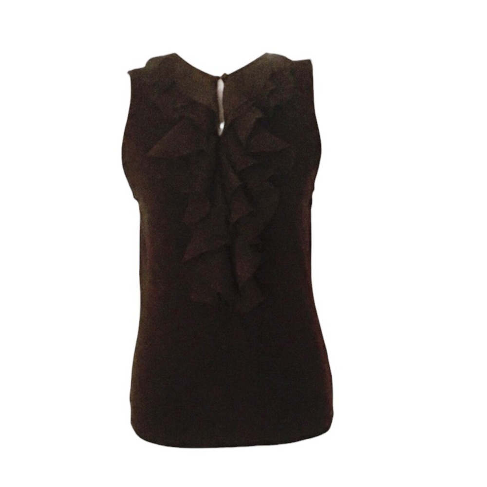 Lauren Ralph Lauren Brown Sleeveless Ruffle Top